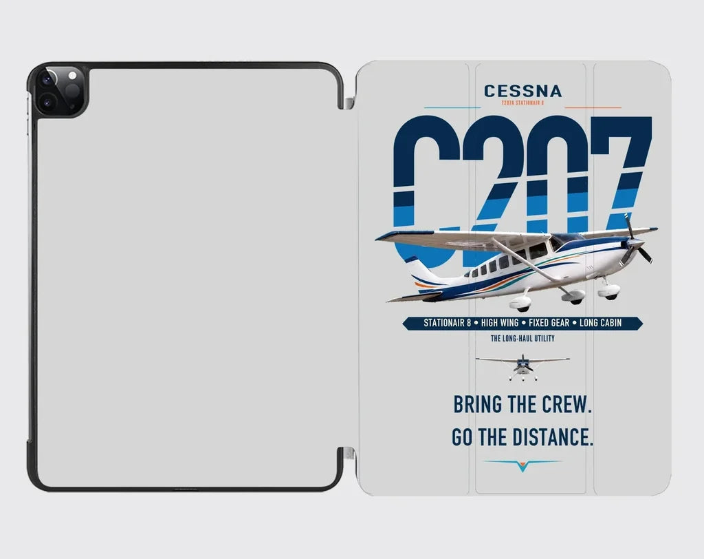 Cessna T207A Stationair 8 design on light gray ipad tablet case