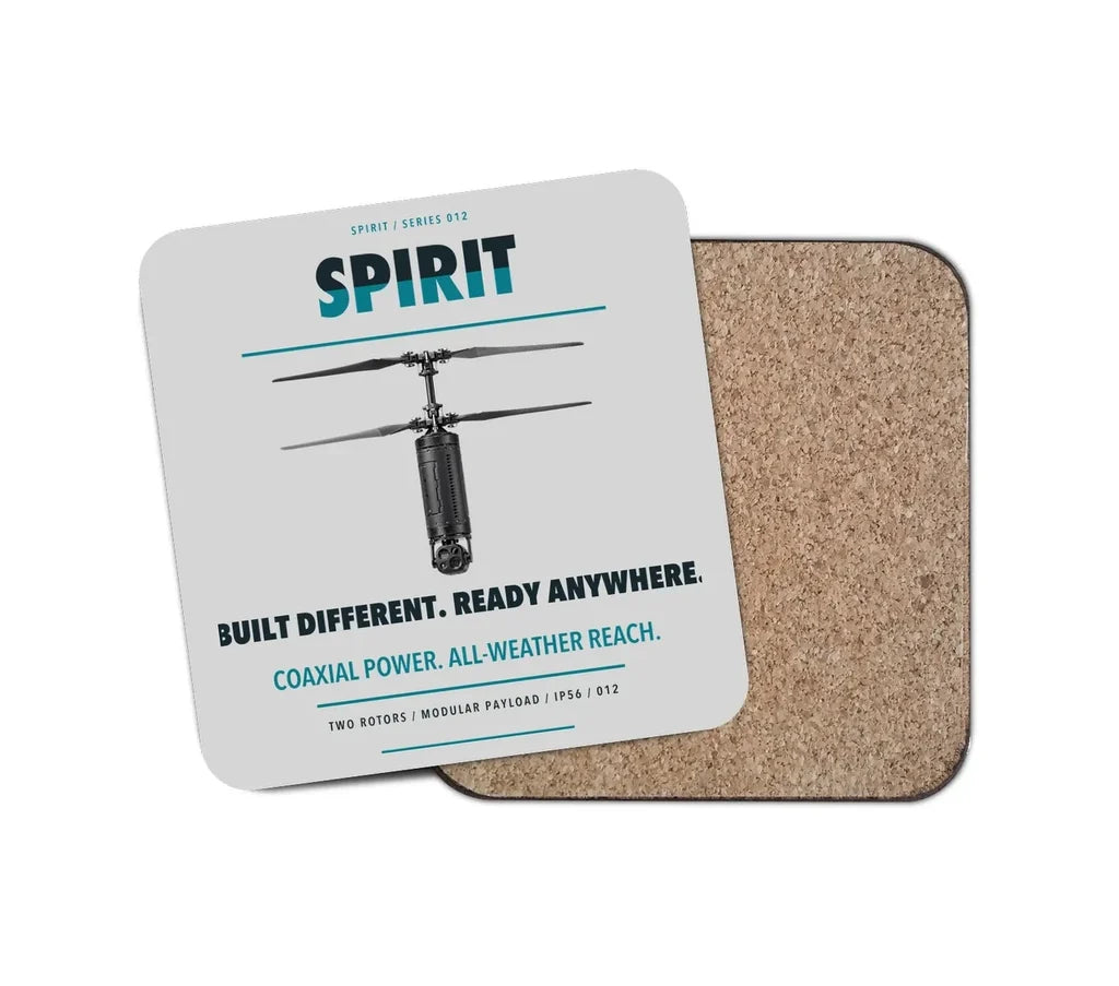 Ascent AeroSystems Spirit design on light gray 1 piece coaster