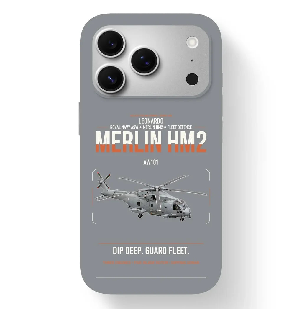 Leonardo AW101 Merlin HM2 design on gray magsafe iphone case, for iPhone 17 Pro