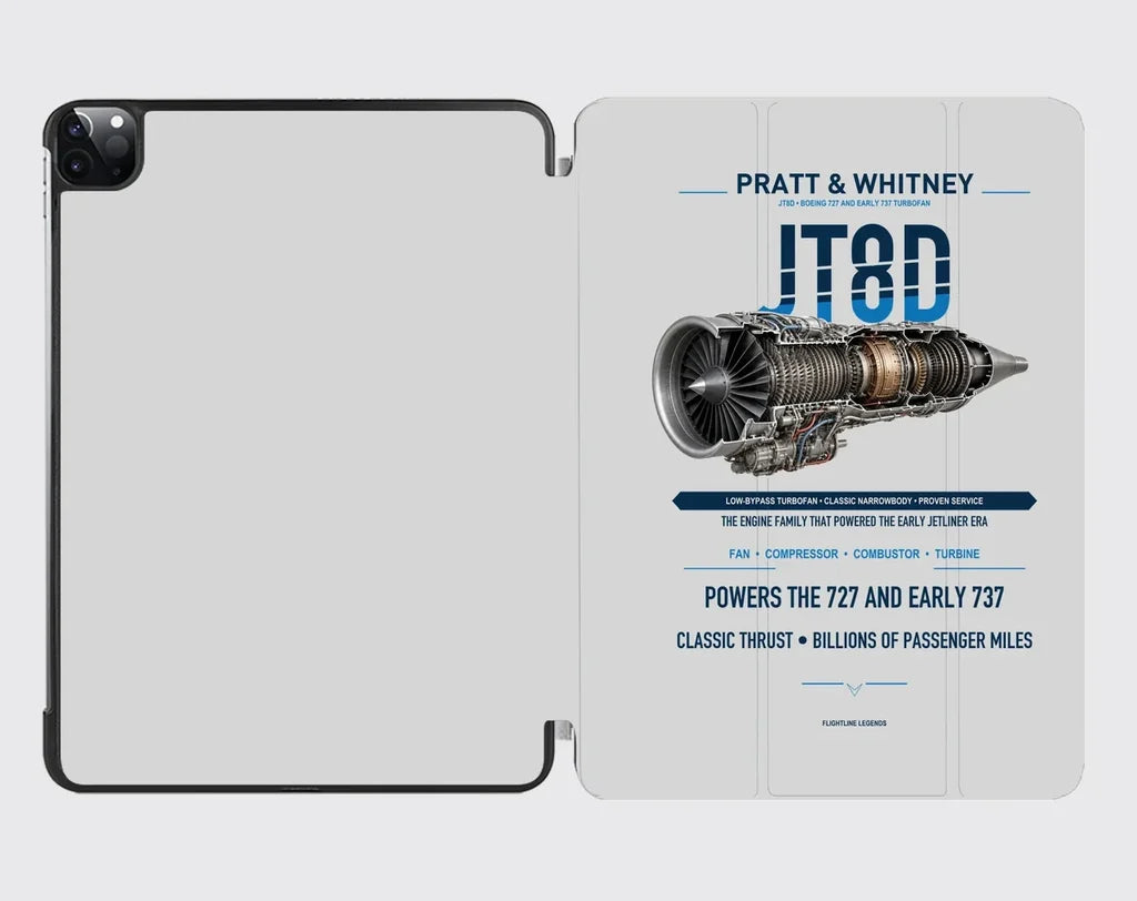 JT8D design on light gray ipad tablet case