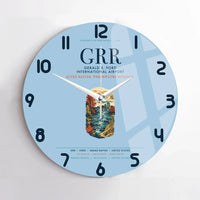 Thumbnail for Gerald R. Ford International Airport Grand Rapids (GRR) design on light blue no frame wall clock