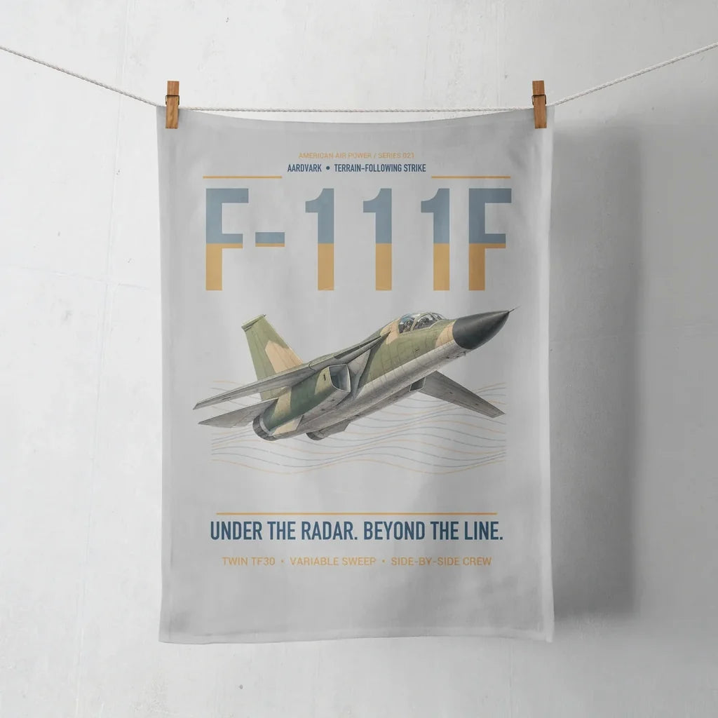 F-111F Aardvark design on light gray towel
