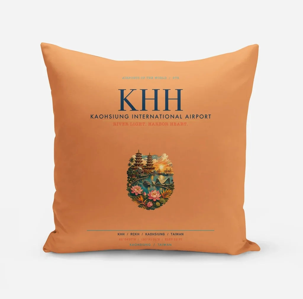 Kaohsiung International Airport (KHH) design on orange pillow