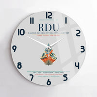 Thumbnail for Raleigh-Durham International Airport (RDU) design on light gray no frame wall clock