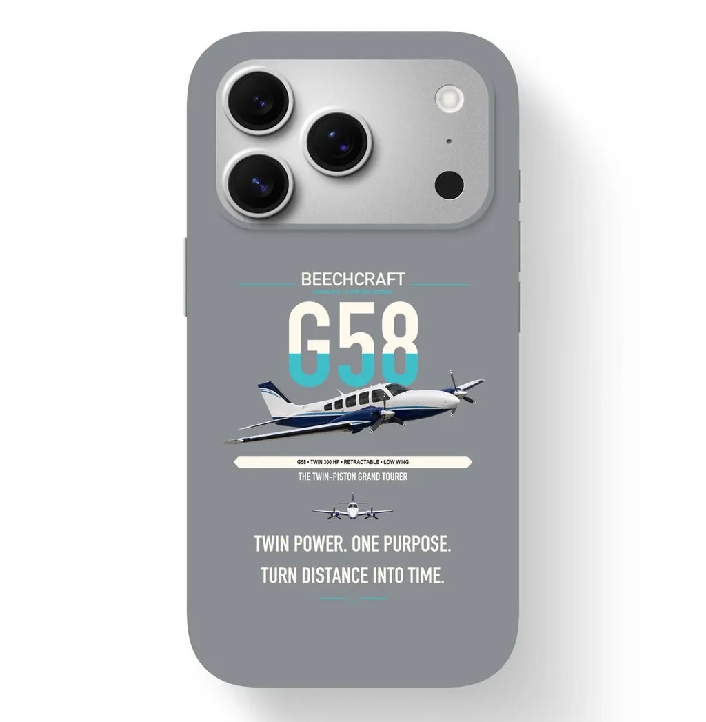Beechcraft Baron G58 design on gray magsafe iphone case, for iPhone 17 Pro