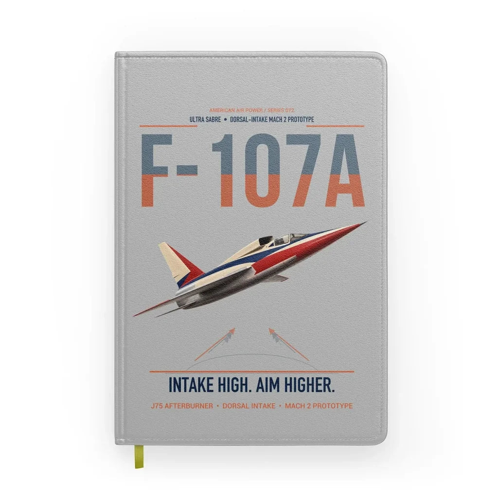 F-107A Ultra Sabre design on light gray notebook