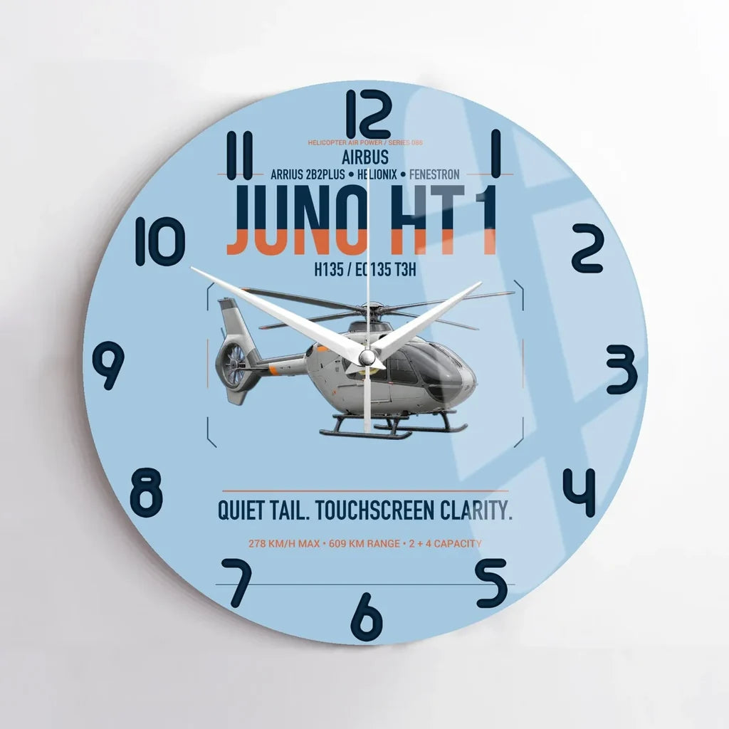 Airbus H135 Juno HT1 design on light blue no frame wall clock