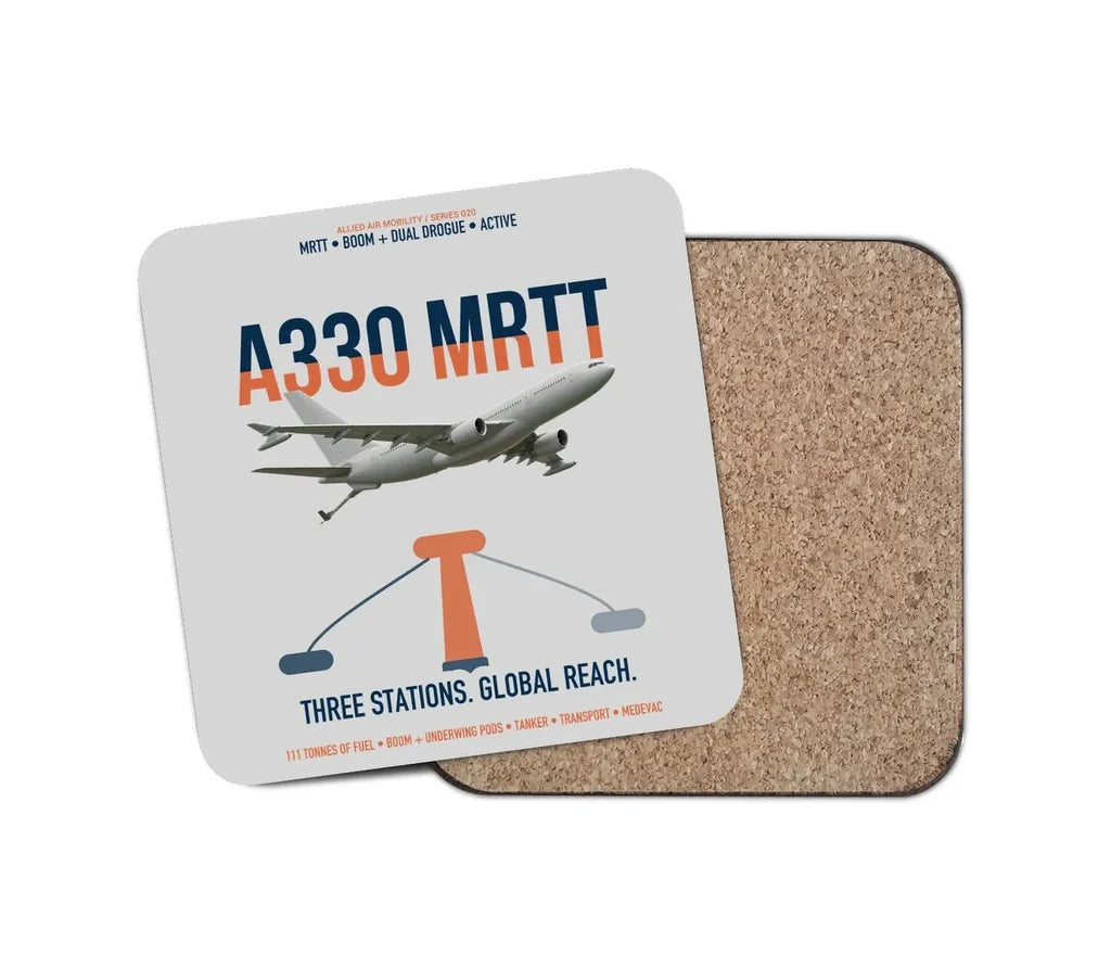 Airbus A330 MRTT design on light gray 1 piece coaster