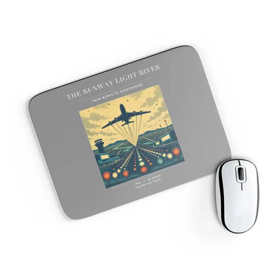 VINTAGE G4303 - The Runway Light River - Designed Mouse Pads design on gray rectangle
