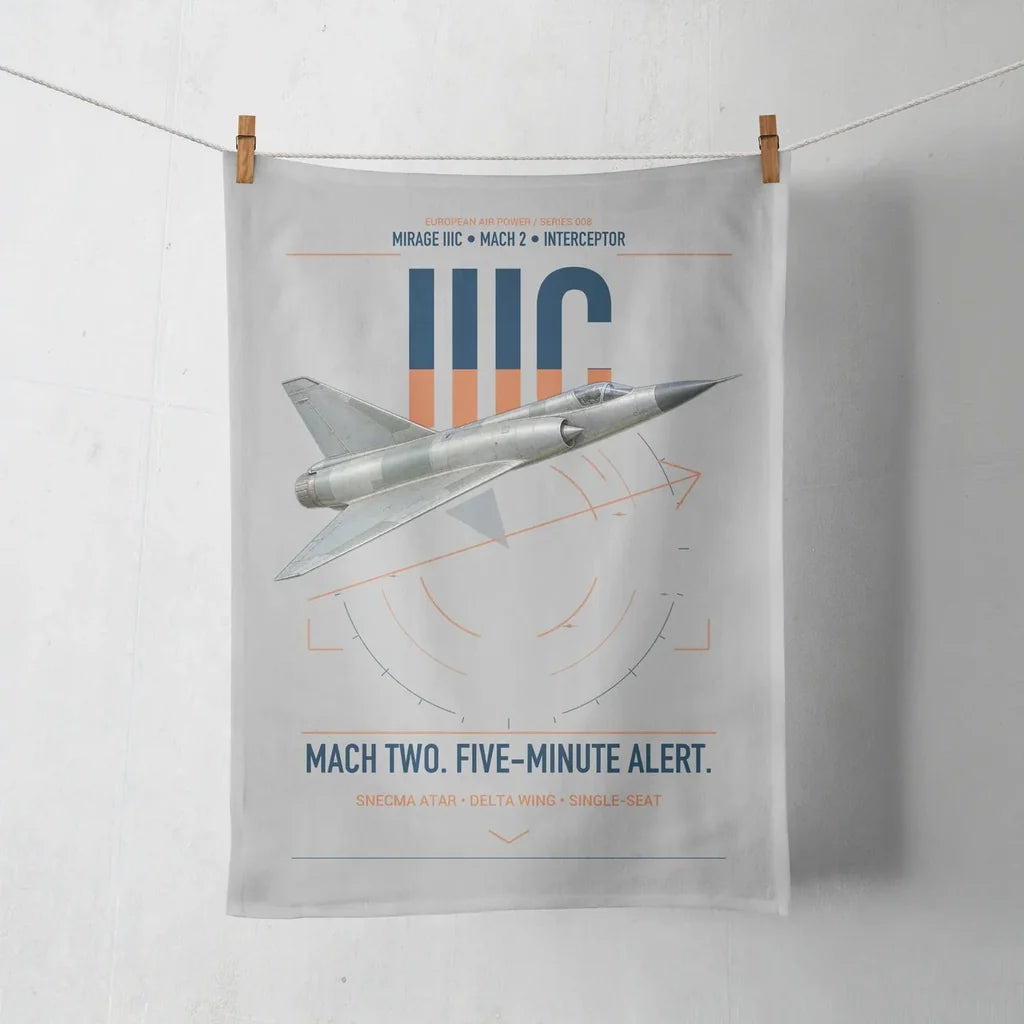 Dassault Mirage IIIC design on light gray towel