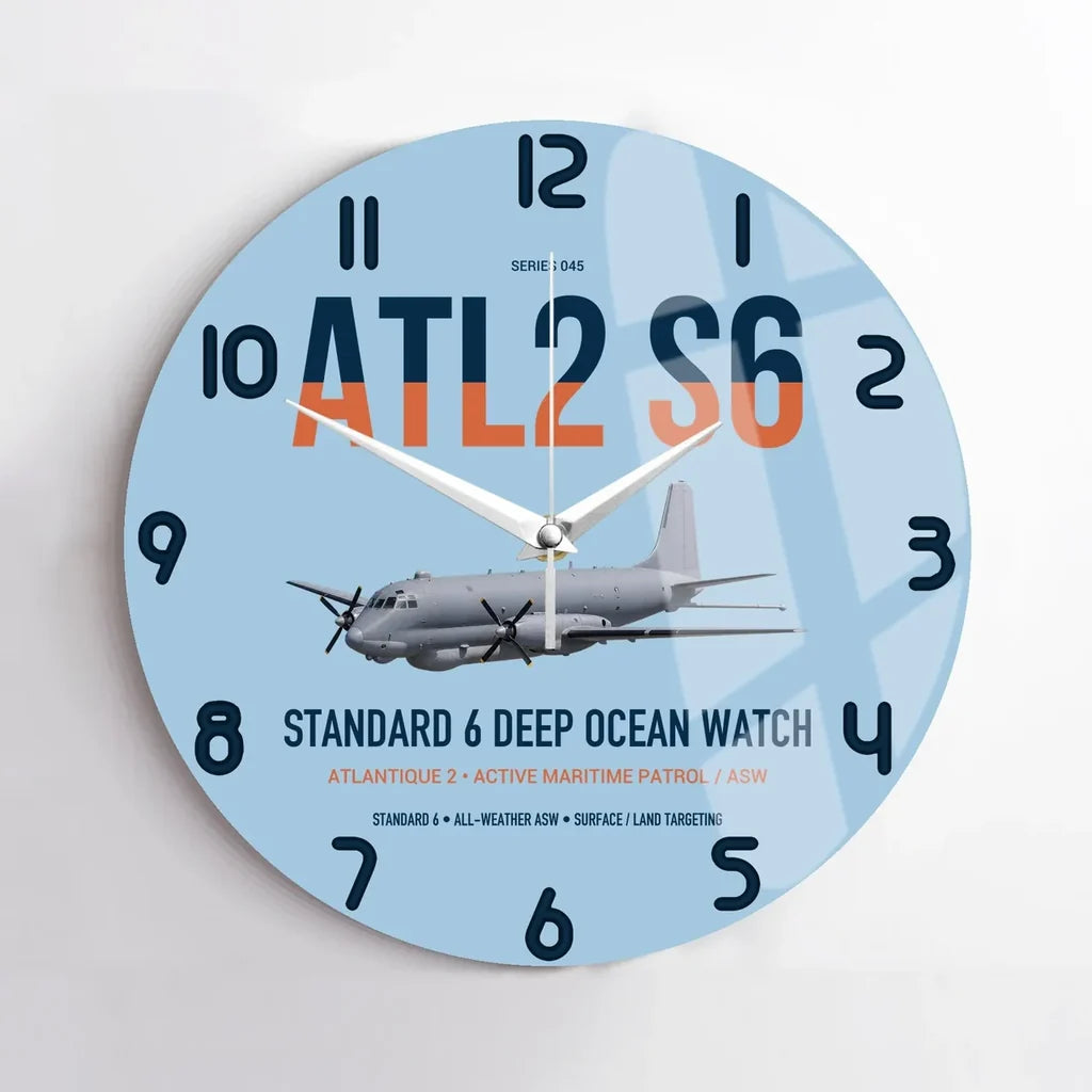 Atlantique 2 Standard 6 design on light blue no frame wall clock