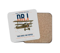 Thumbnail for Fokker Dr.I design on light gray 1 piece coaster