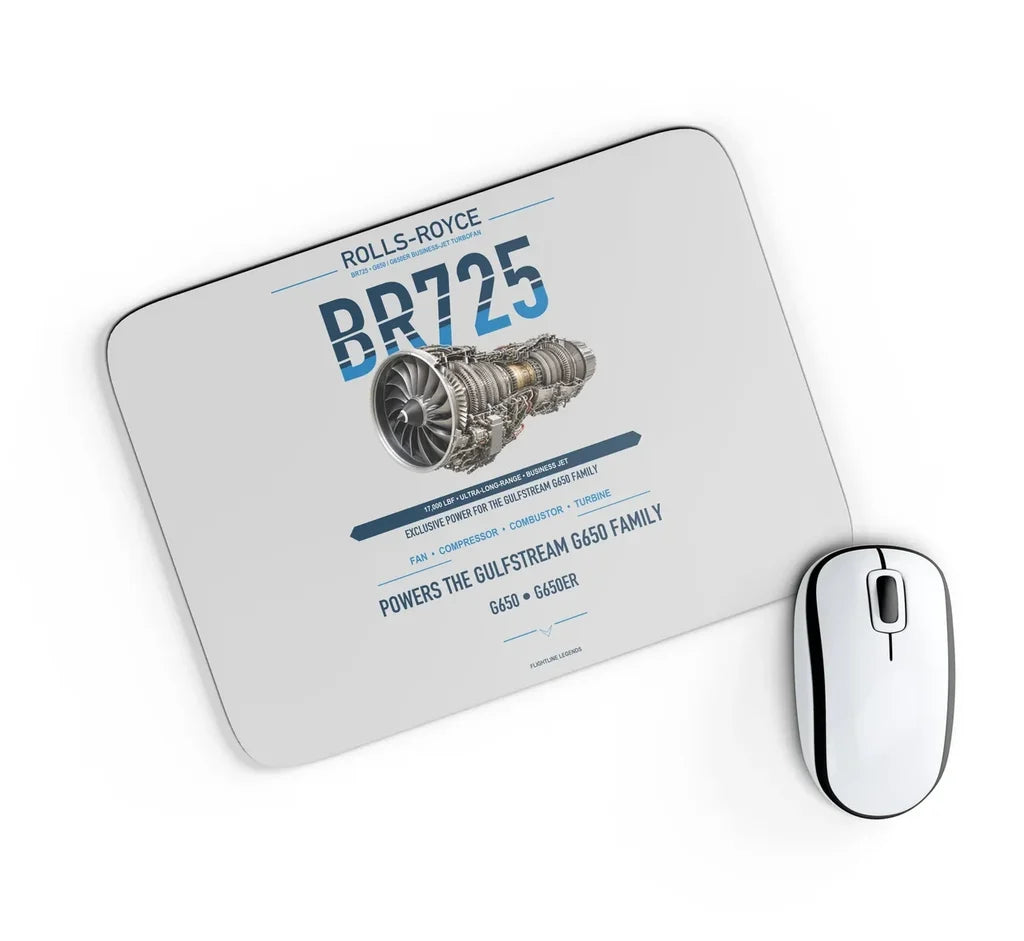 BR725 design on light gray rectangle mouse pad