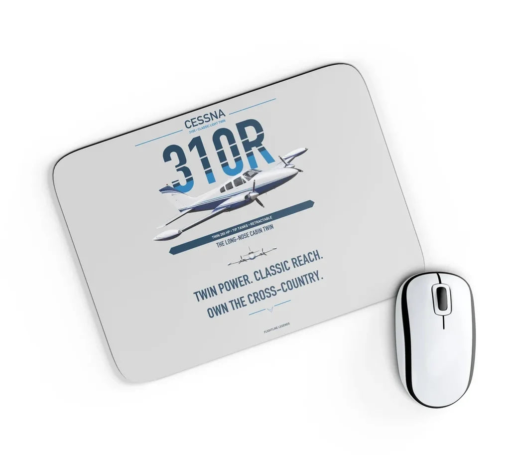 Cessna 310R design on light gray rectangle mouse pad