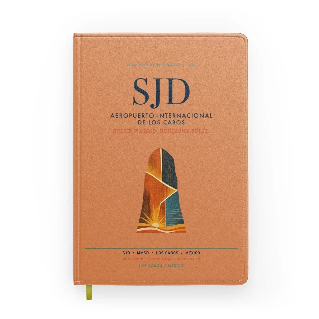 Aeropuerto Internacional de Los Cabos (SJD) design on orange notebook