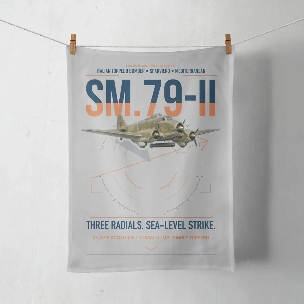 Savoia-Marchetti SM.79-II Sparviero design on light gray towel