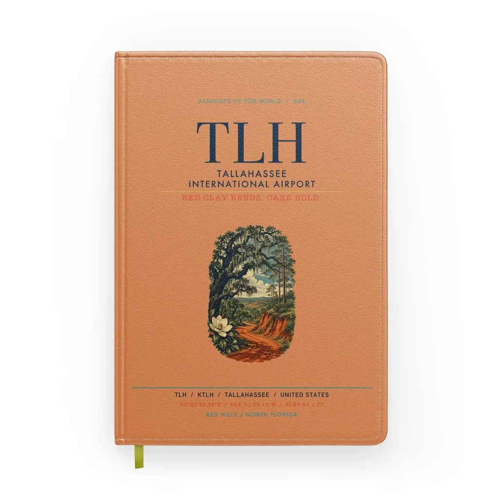Tallahassee International Airport (TLH) design on orange notebook