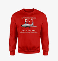 Thumbnail for FJ-1 Fury First Fury Straight Wing design on red sweatshirt
