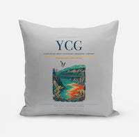 Thumbnail for Castlegar–West Kootenay Regional Airport (YCG) design on light gray pillow