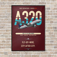 Thumbnail for Airbus A320 vertical canvas print - framed - dark red background