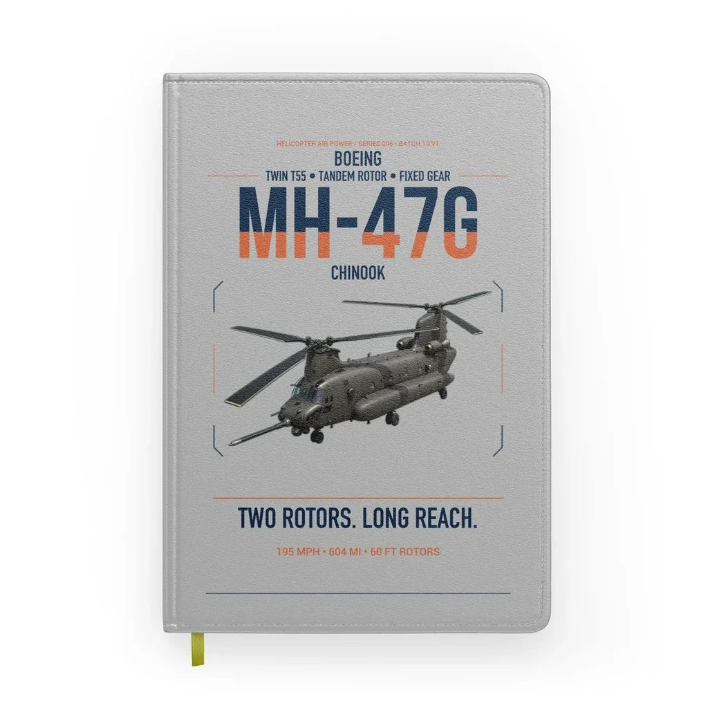 Boeing MH-47G Chinook design on light gray notebook