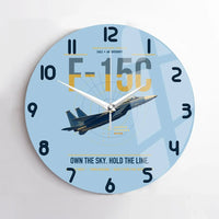 Thumbnail for F-15C Eagle design on light blue no frame wall clock