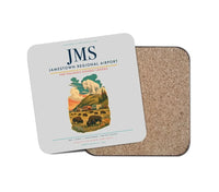 Thumbnail for Jamestown Regional Airport (JMS) design on light gray 1 piece coaster