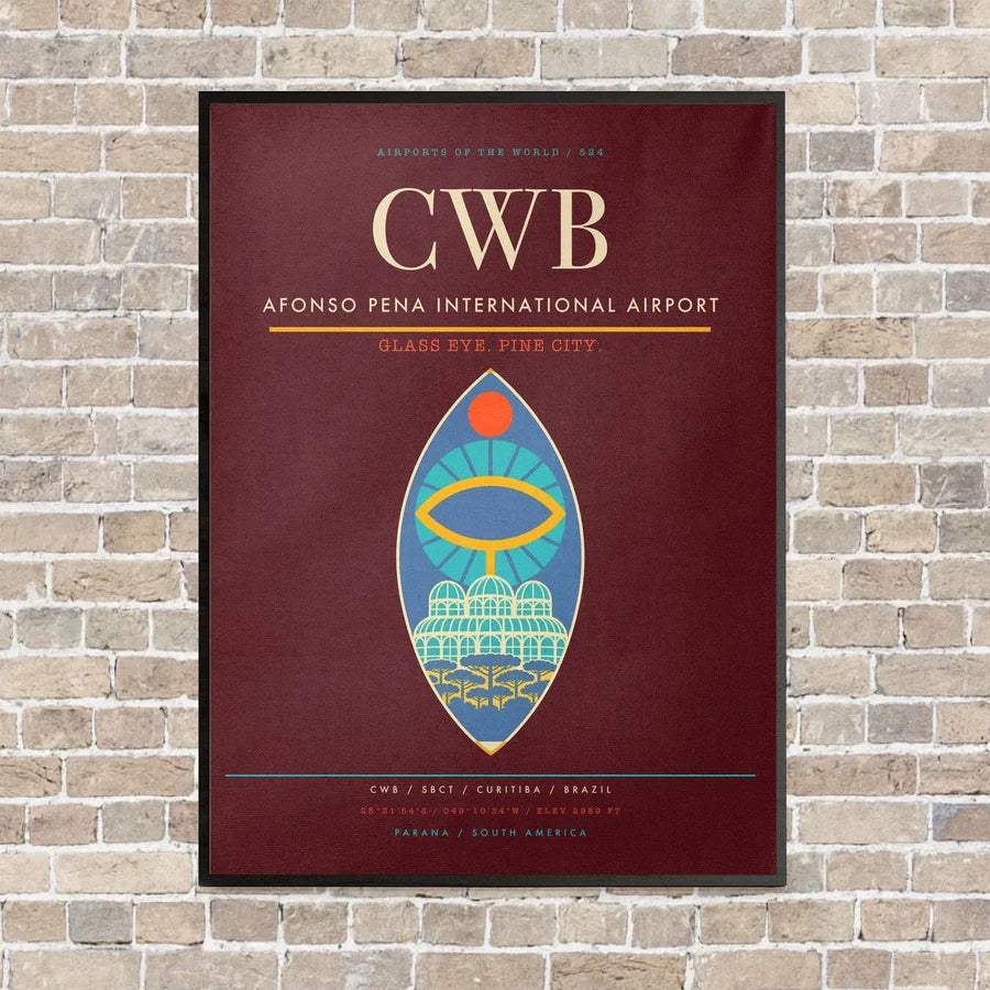 Afonso Pena International Airport CWB vertical canvas print - framed - dark red background