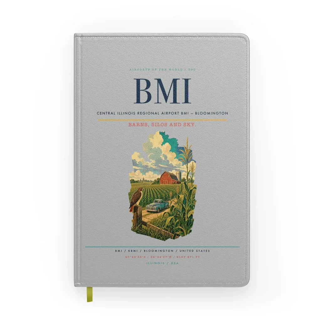 Central Illinois Regional Airport (BMI) design on light gray notebook