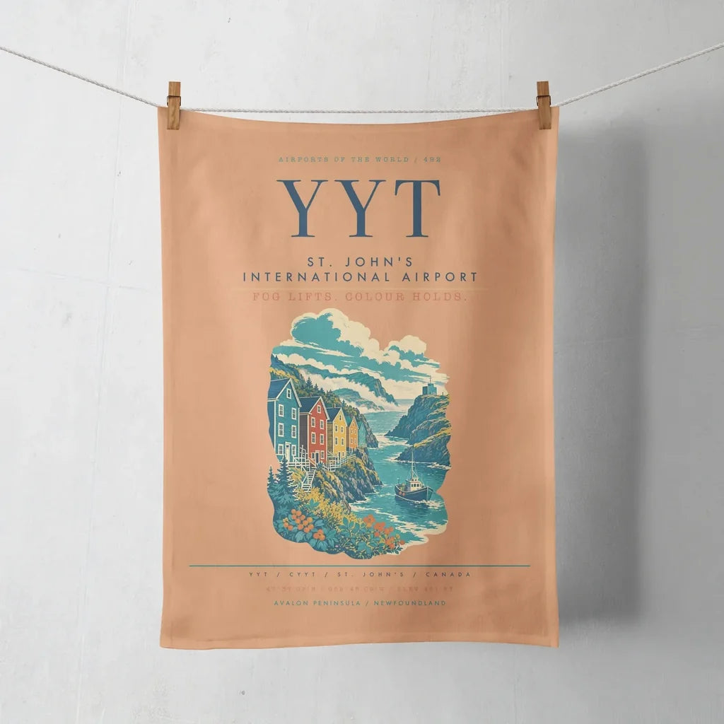 St. John's International Airport (YYT) design on orange towel