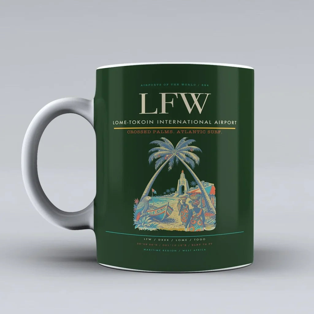 International Airport LFW Mug design on dark green lome tokoin