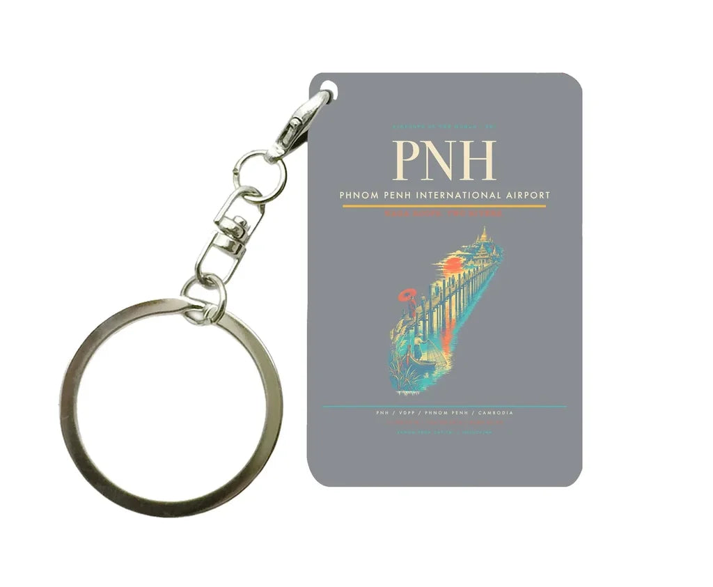 Phnom Penh International Airport PNH Key Chain design on gray key chain