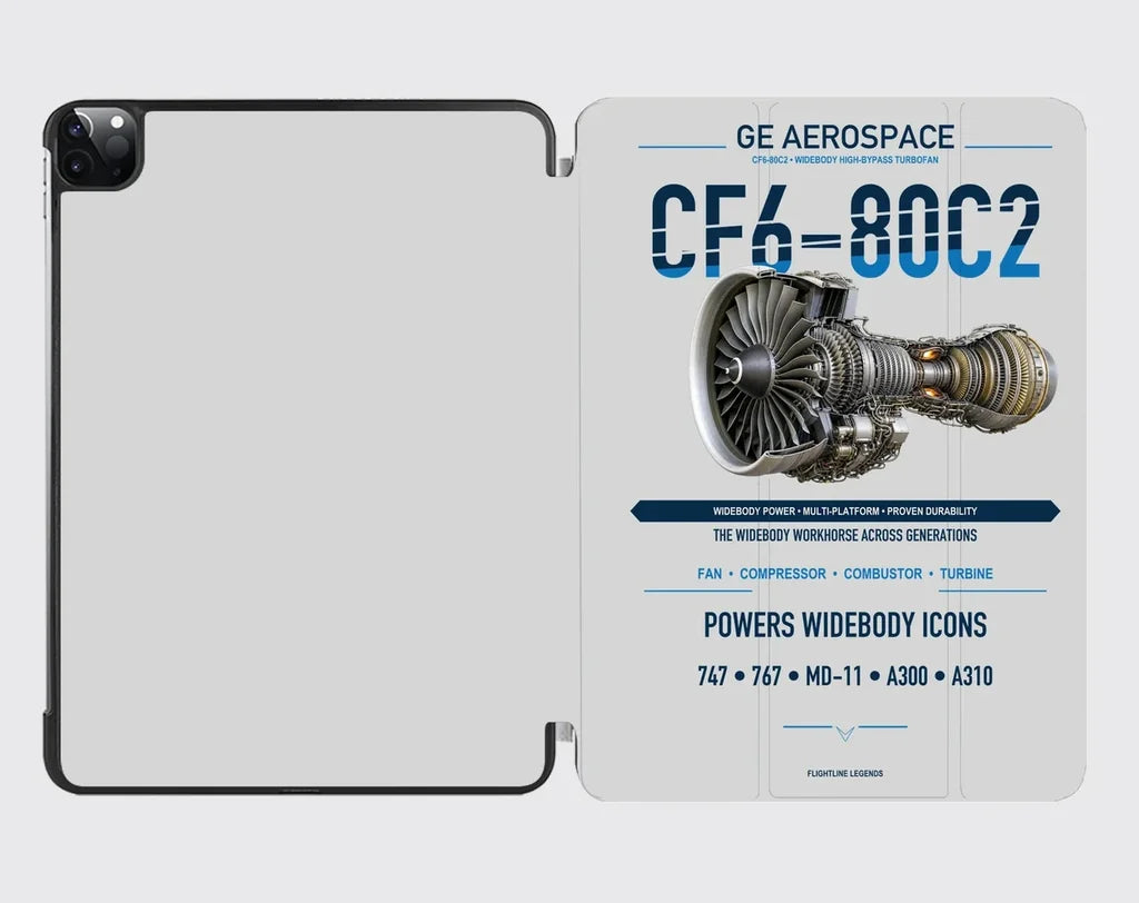 CF6-80C2 design on light gray ipad tablet case