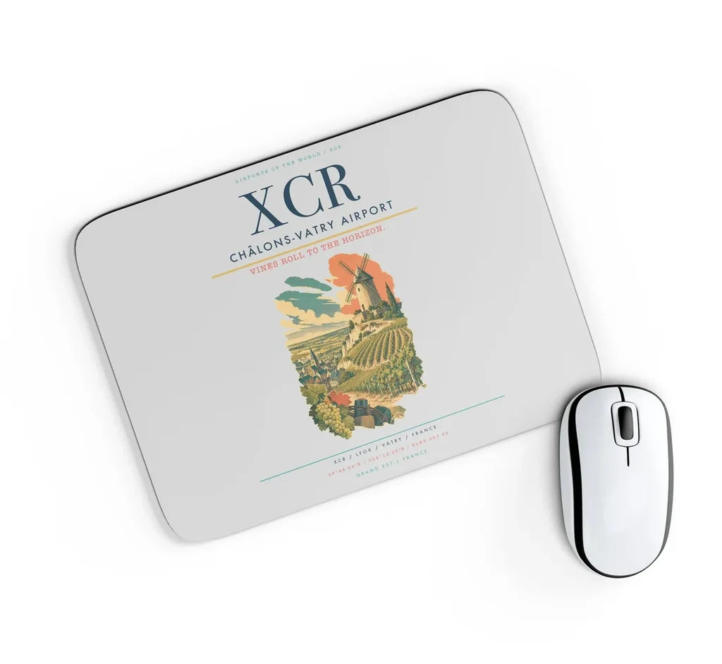Châlons-Vatry Airport (XCR) design on light gray rectangle mouse pad