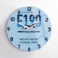 Thumbnail for Embraer E190 design on light blue no frame wall clock
