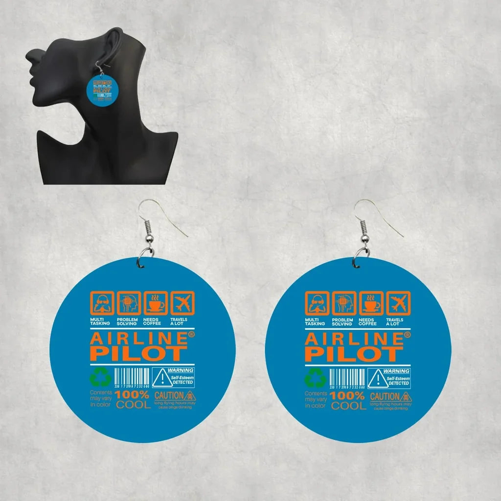 Airline Pilot Label Earrings - view 6