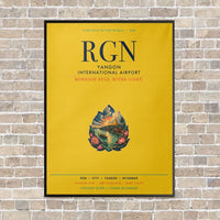 Thumbnail for Yangon International Airport RGN vertical canvas print - framed - yellow background
