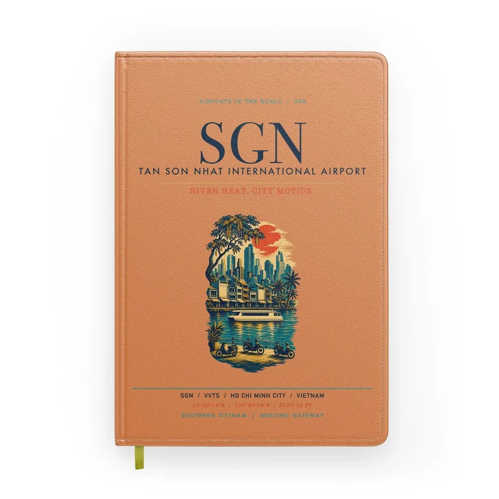 Tan Son Nhat International Airport Ho Chi Minh City (SGN) design on orange notebook