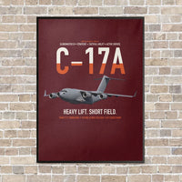 Thumbnail for C-17A Globemaster III vertical canvas print - framed - dark red background