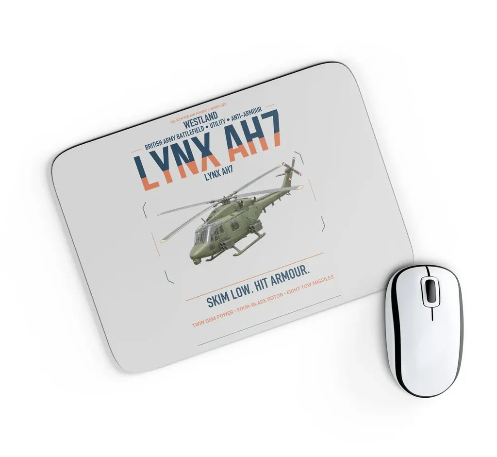 Westland Lynx AH7 design on light gray rectangle mouse pad