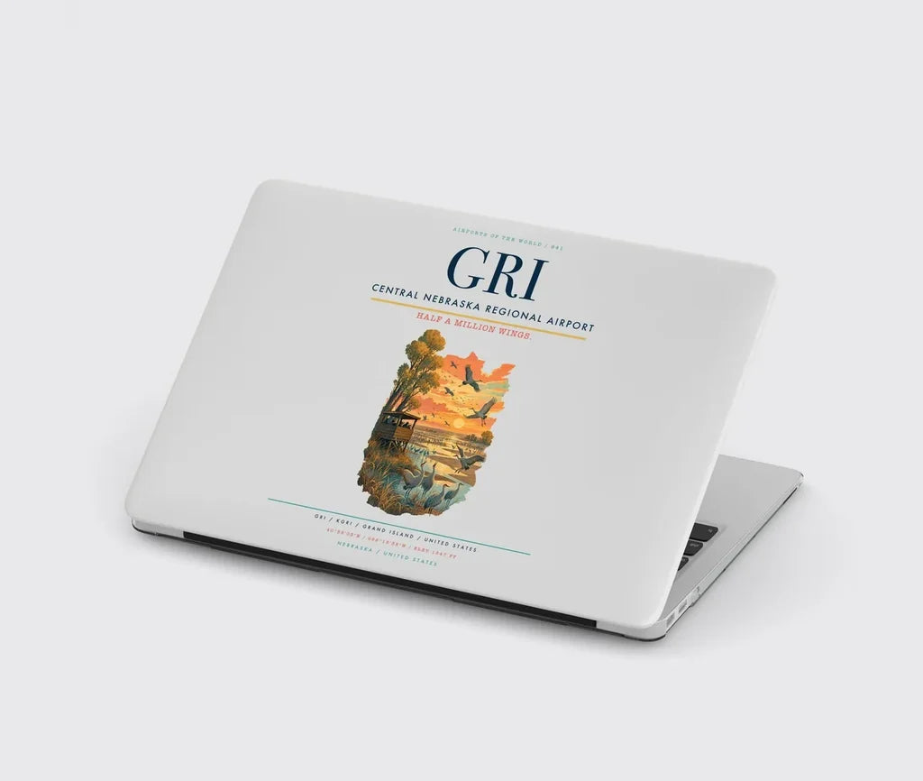 Central Nebraska Regional Airport (GRI) design on light gray MacBook case