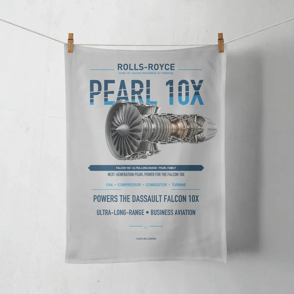 PEARL 10X design on light gray towel