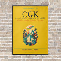 Thumbnail for Jakarta Soekarno-Hatta International Airport CGK vertical canvas print - framed - yellow background