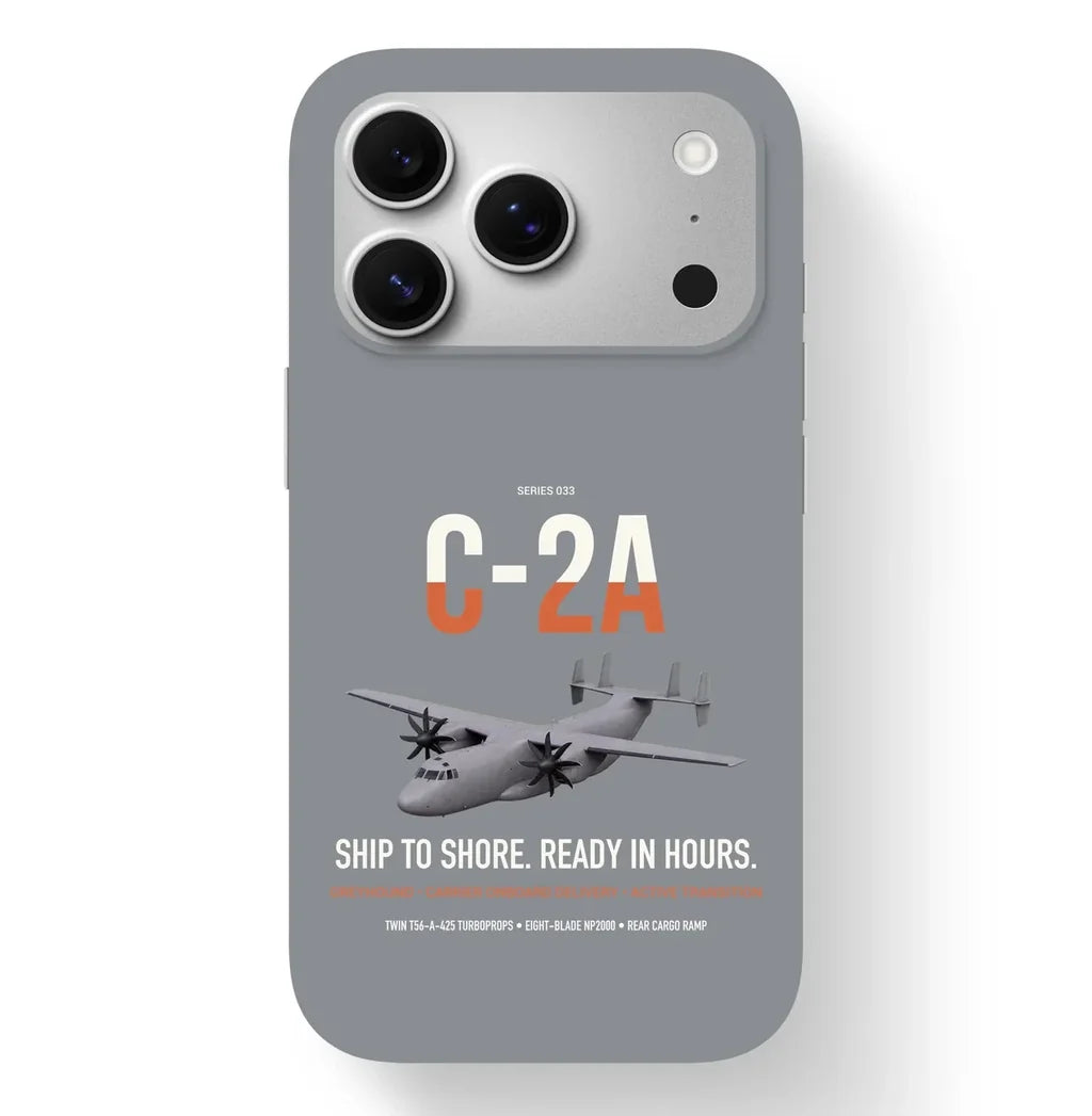 C-2A Greyhound design on gray magsafe iphone case, for iPhone 17 Pro