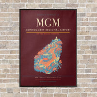 Thumbnail for Montgomery Regional Airport MGM vertical canvas print - framed - dark red background