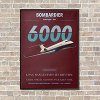 Thumbnail for Bombardier Global 6000 vertical canvas print - framed - dark red background