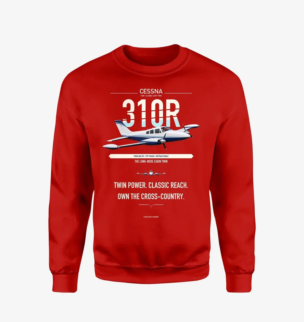 Cessna 310R design on red sweatshirt
