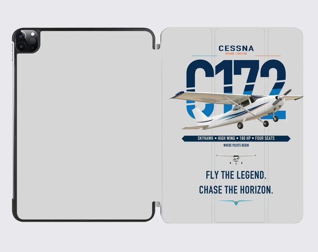 Cessna 172 Skyhawk design on light gray ipad tablet case