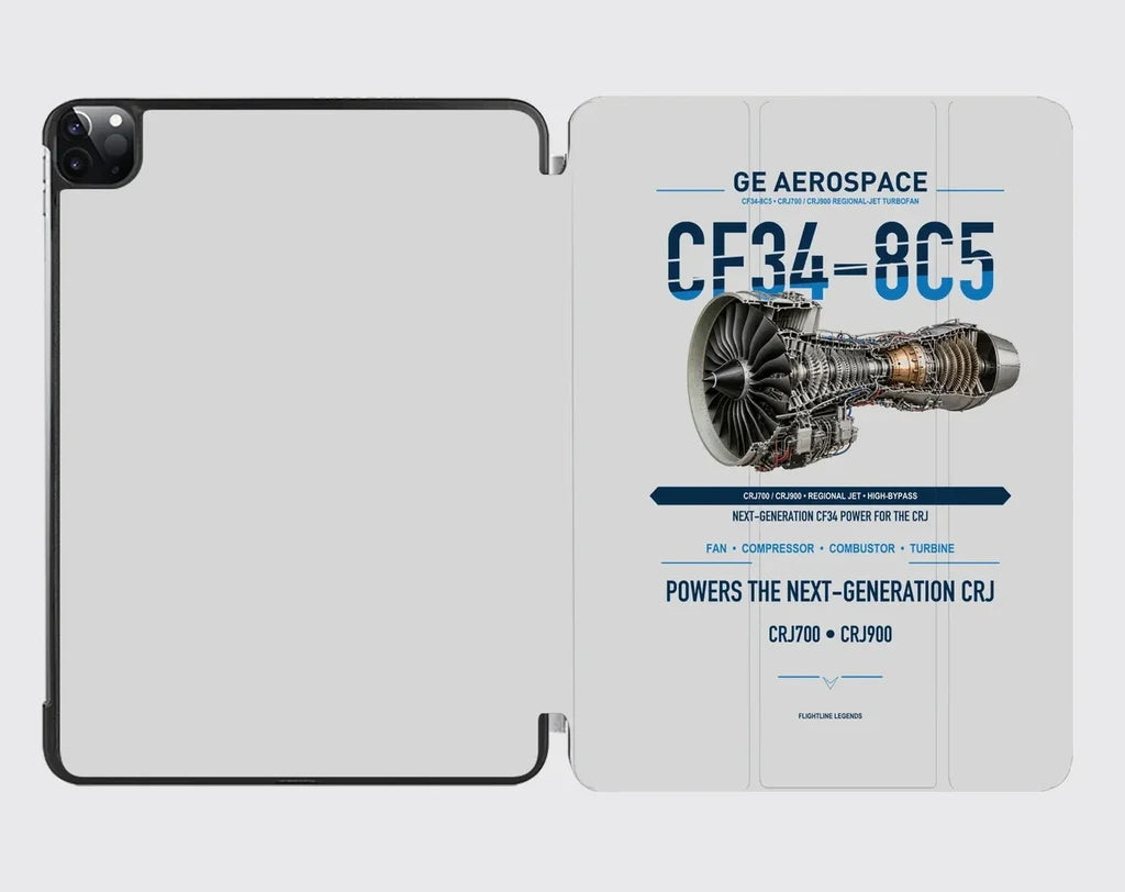 CF34-8C5 design on light gray ipad tablet case