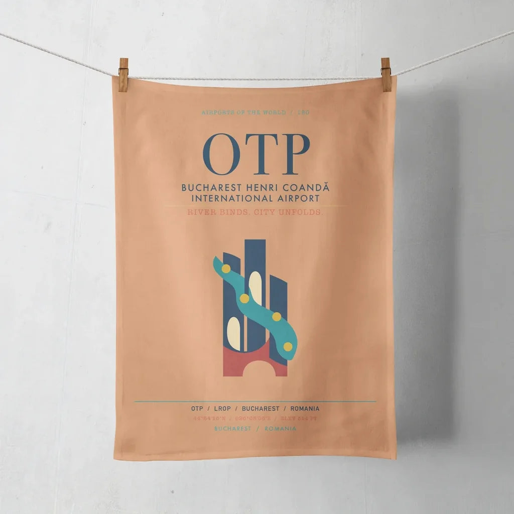 Bucharest Henri Coandă International Airport (OTP) design on orange towel